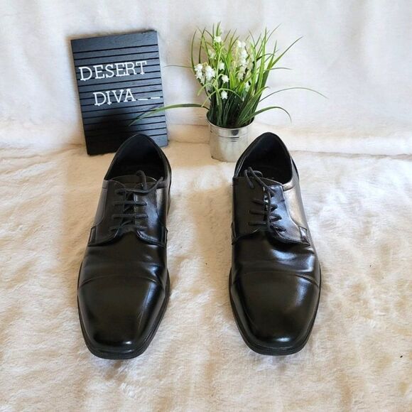 Van Heusen Mens Shoes Black 9  Hank Oxford Lace Up Formal Shoes - Picture 5 of 10